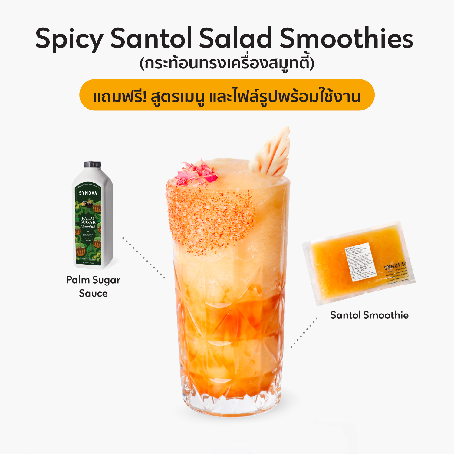 เซ็ตเครื่องดื่ม SYNOVA : เมนูกระท้อนทรงเครื่องสมูทตี้ (เซ็ต)