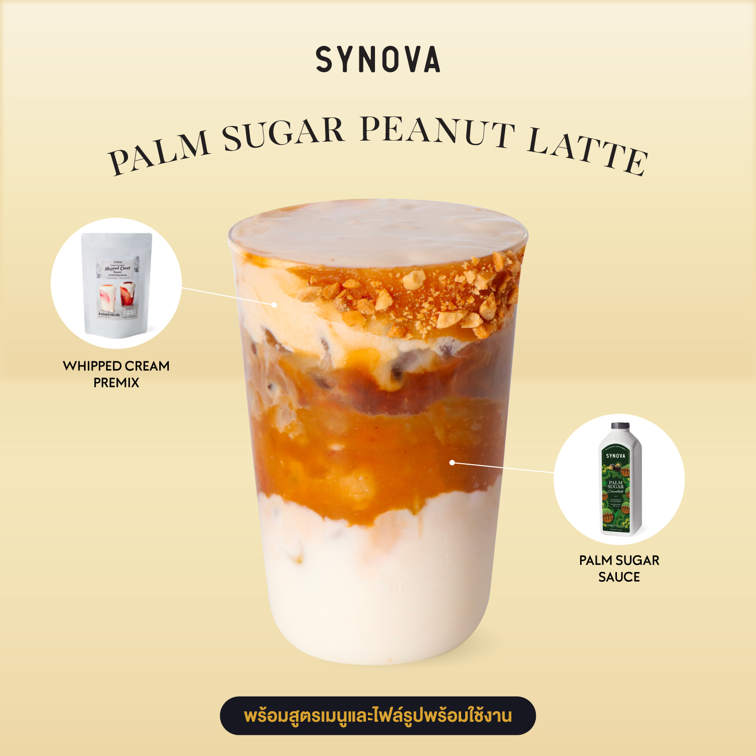 เซ็ตเครื่องดื่ม SYNOVA : เมนูโตนดเนยถั่วลาเต้ (เซ็ต)