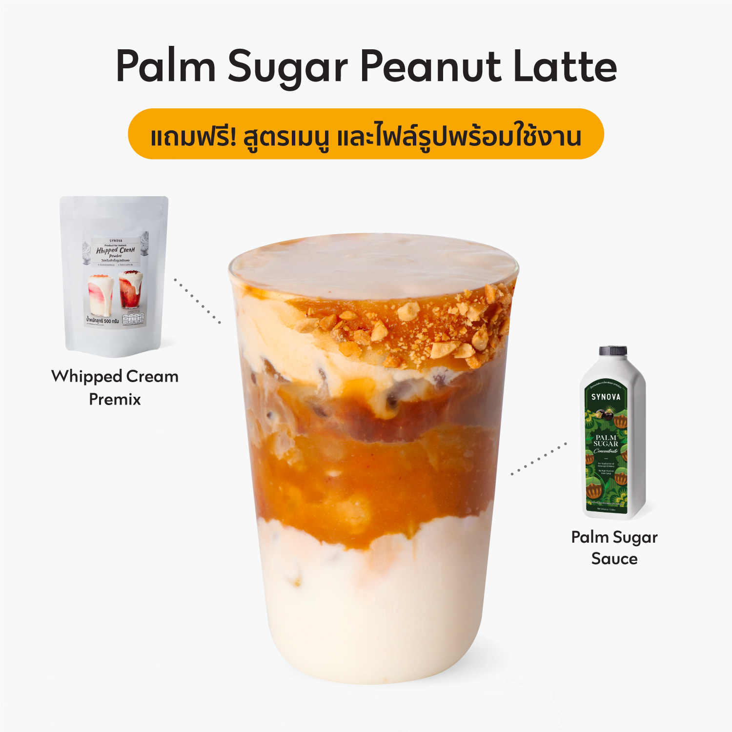 เซ็ตเครื่องดื่ม SYNOVA : เมนูโตนดเนยถั่วลาเต้ (เซ็ต)
