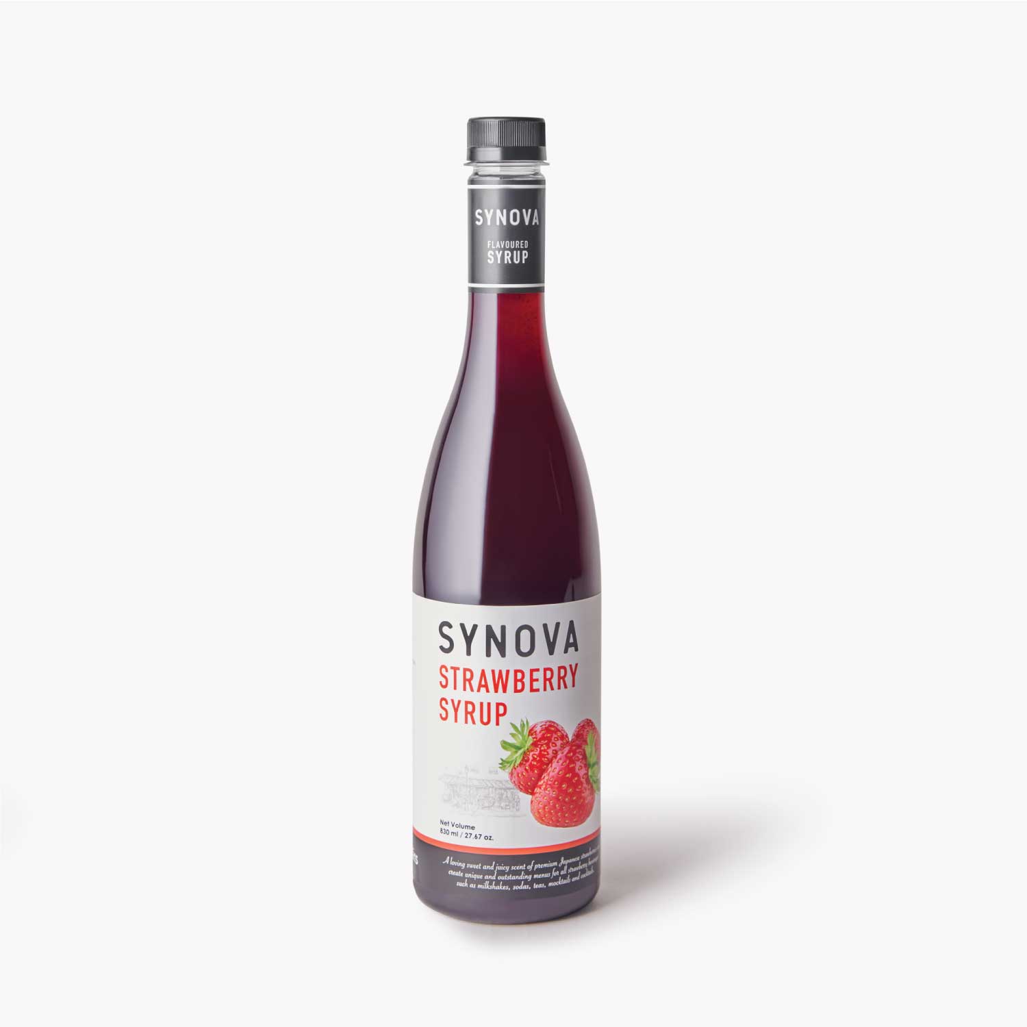 น้ำเชื่อม SYNOVA : ไซรัปกลิ่นสตรอเบอรี่ญี่ปุ่น (ขวด)