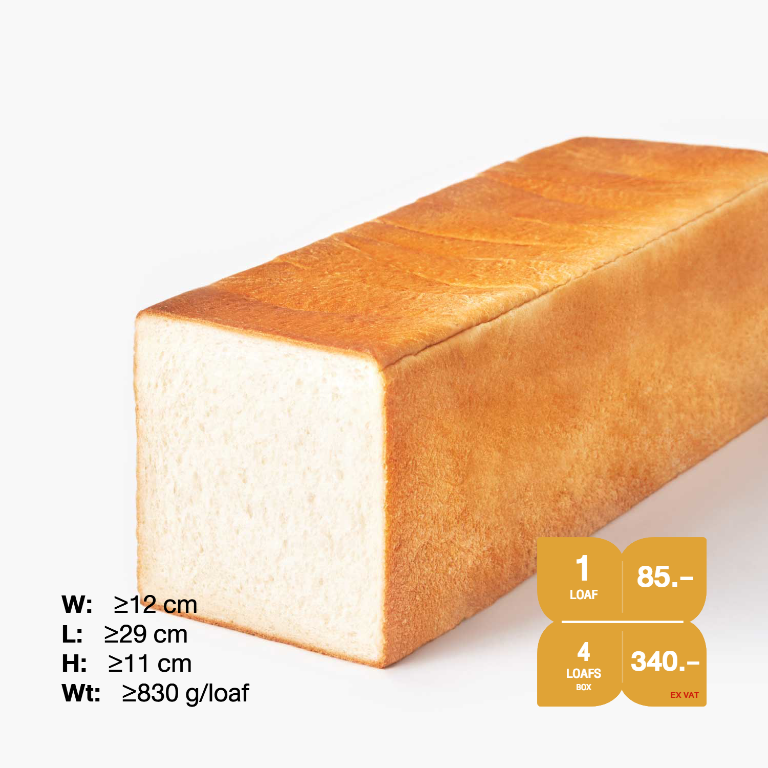 ขนมปังเเช่แข็ง SYNOVA : ไวท์แซนวิซโทสต์ size M ไม่สไลซ์ (ยกกล่อง)