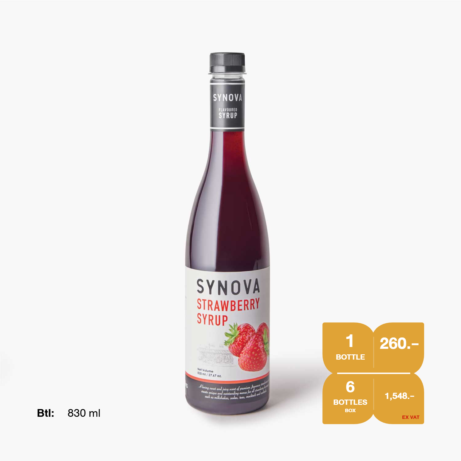 น้ำเชื่อม SYNOVA : ไซรัปกลิ่นสตรอเบอร์รี่ญี่ปุ่น (ยกกล่อง)