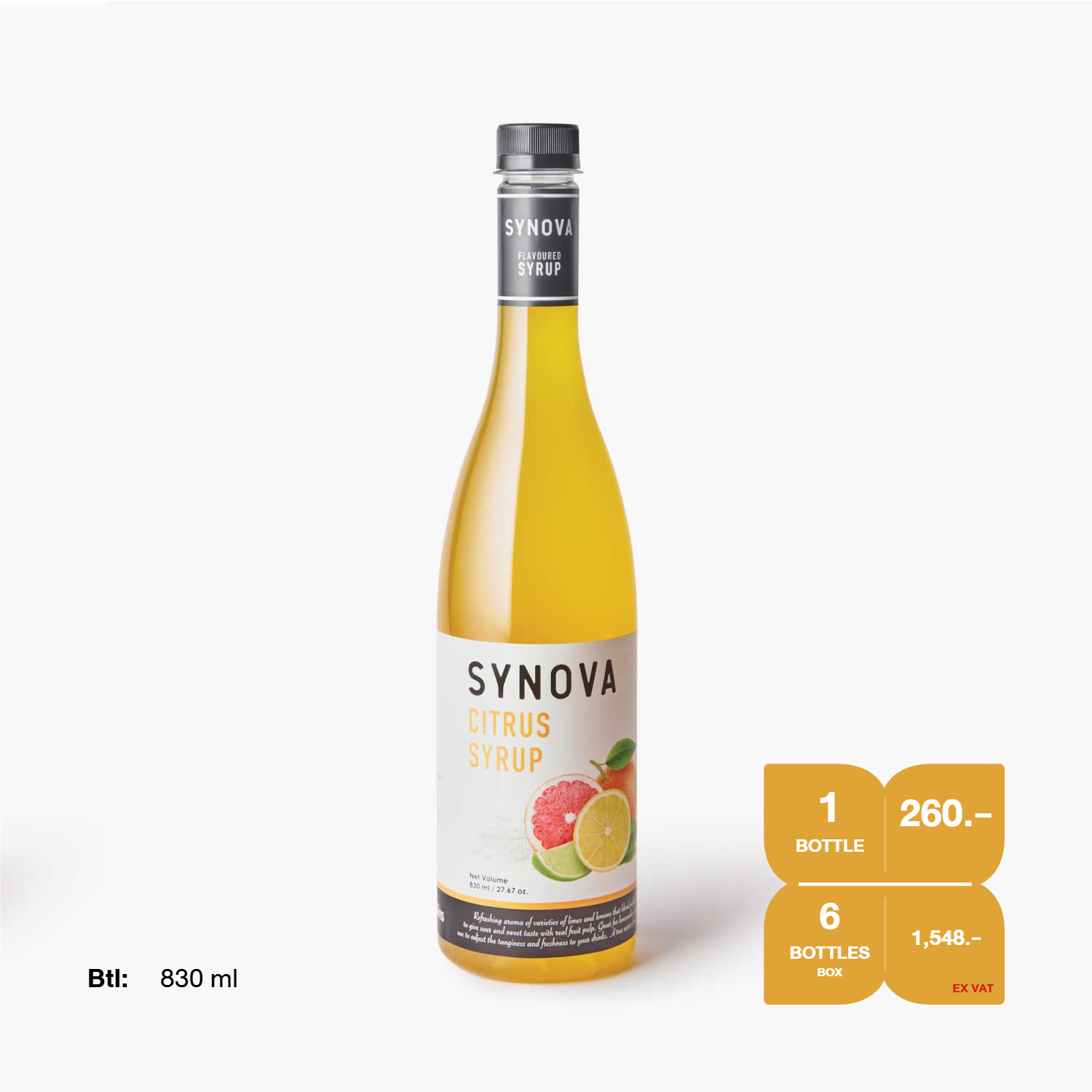 น้ำเชื่อม SYNOVA : ไซรัปกลิ่นซิตรัส (ยกกล่อง)
