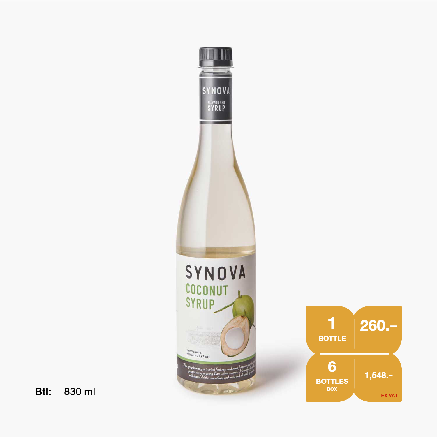 น้ำเชื่อม SYNOVA : ไซรัปกลิ่นมะพร้าว (ยกกล่อง)