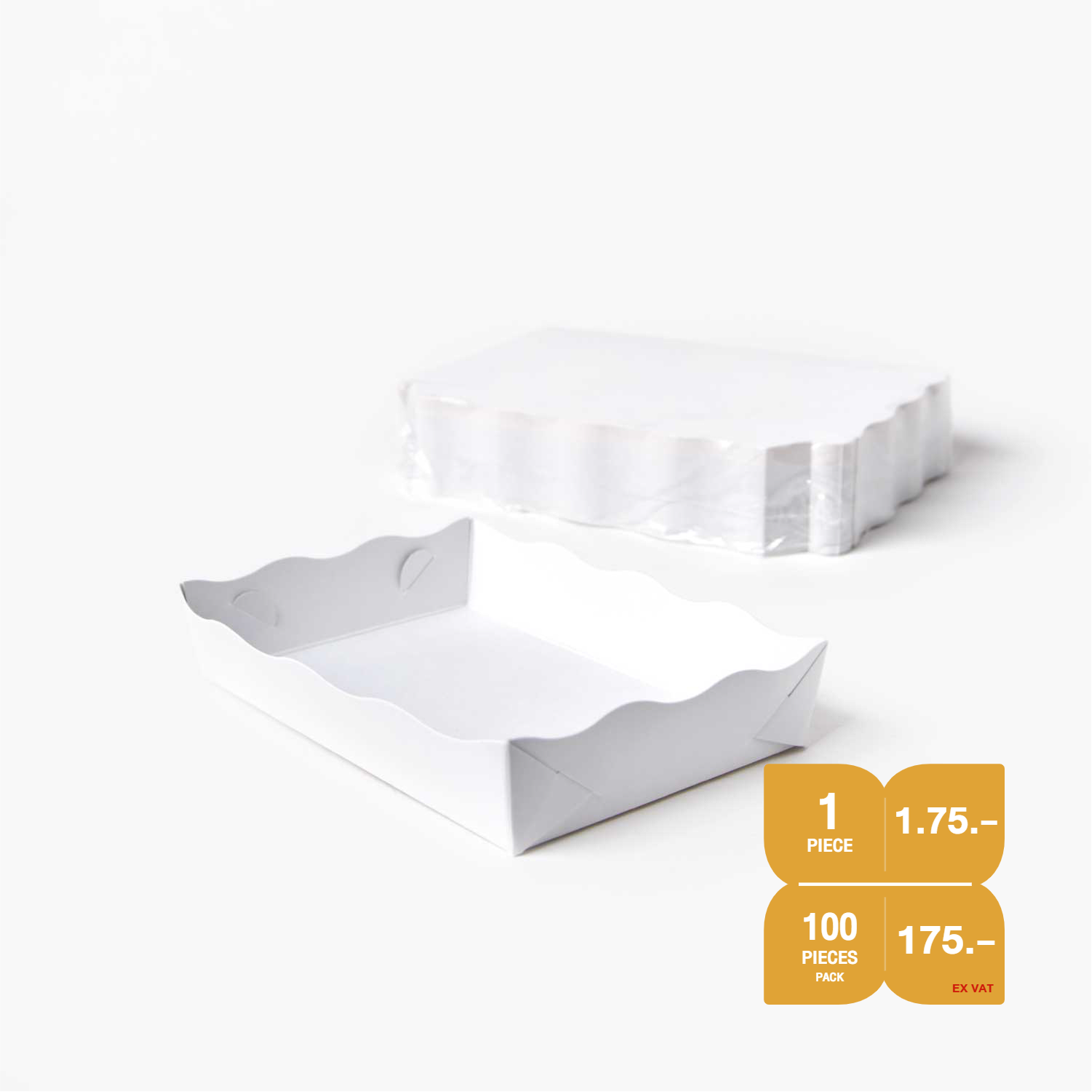 อุปกรณ์เบเกอรี่ SYNOVA : ถาดกระดาษสีขาว Food Grade (แพ็ค)