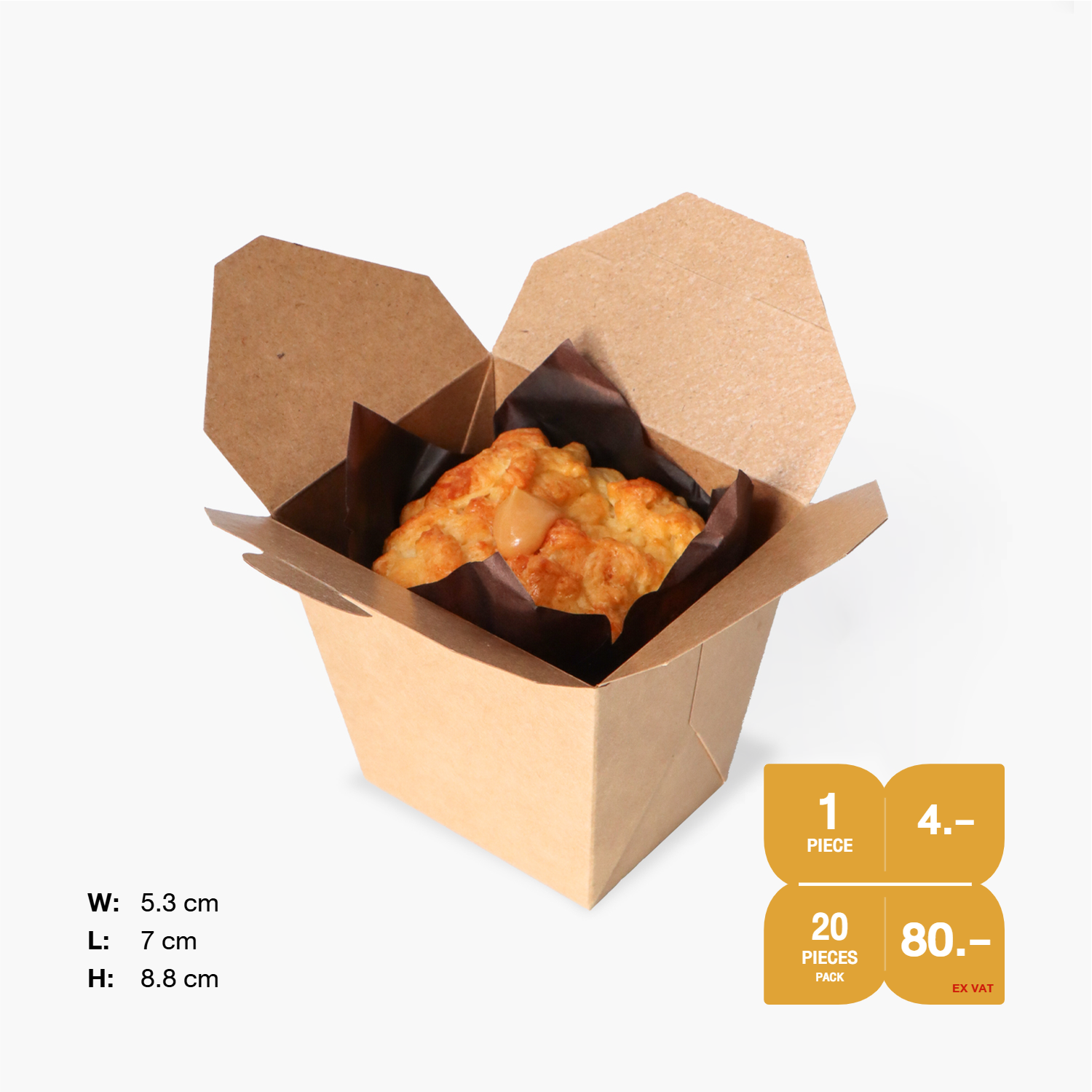 อุปกรณ์เบเกอรี่ SYNOVA : กล่องมัฟฟิน Food Grade (Kraft Paper) (แพ็ค)