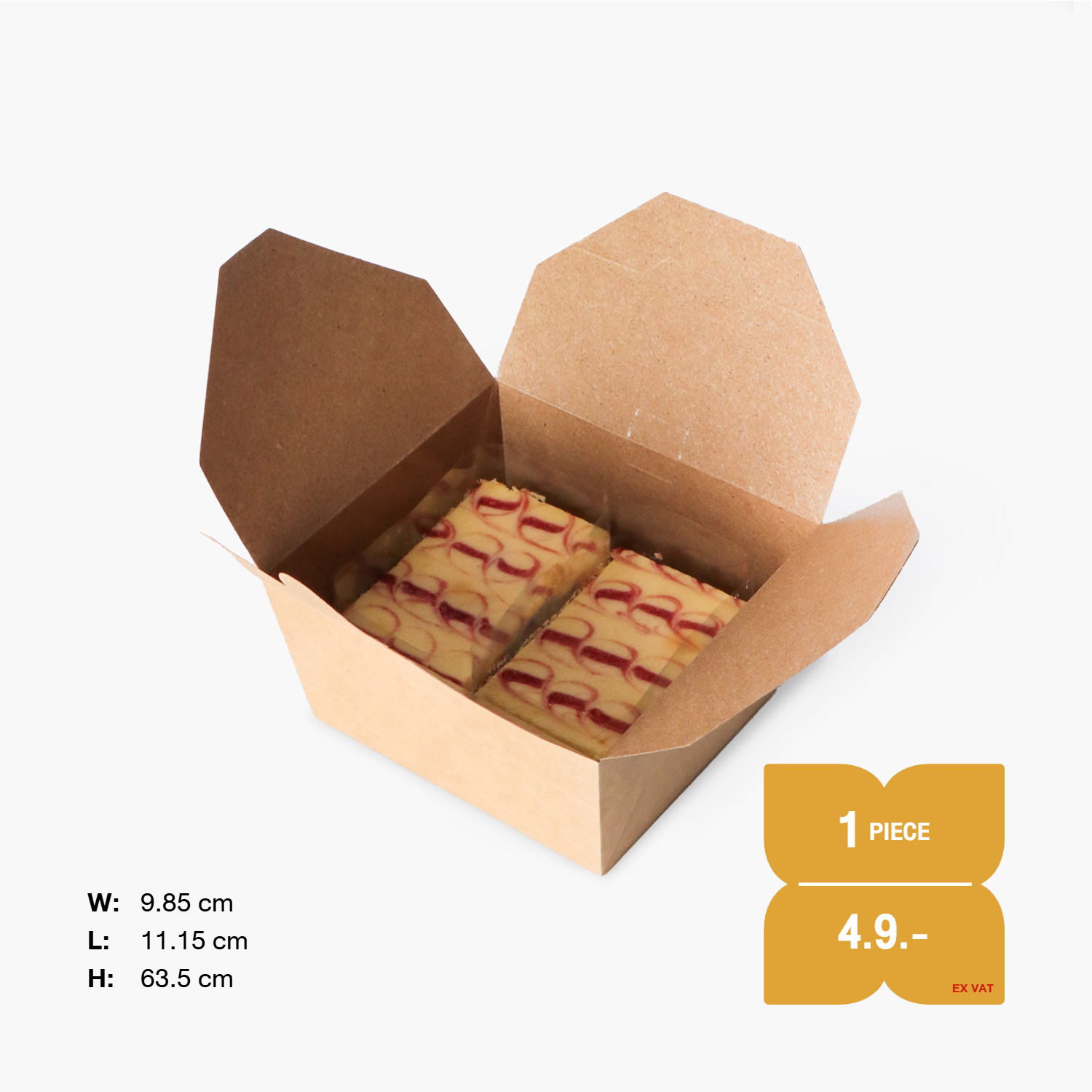 อุปกรณ์เบเกอรี่ SYNOVA : กล่องใส่บราวนี่และแซนด์วิส Food Grade (Kraft Paper) (แพ็ค)