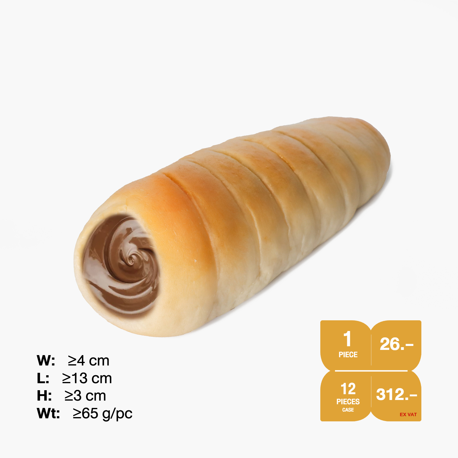 ขนมปังแช่แข็ง SYNOVA : ครีมฮอร์นรสช็อกโกแลต (ยกกล่อง)