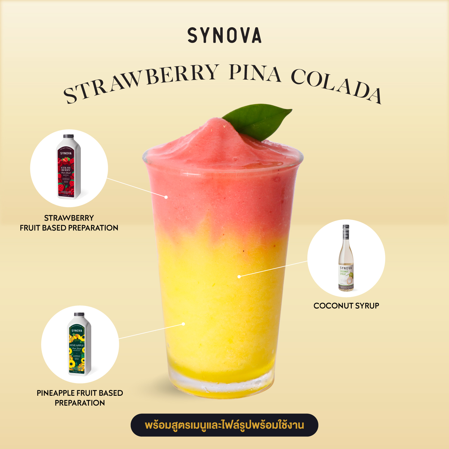 เซ็ตเครื่องดื่ม SYNOVA : เมนูสตรอเบอร์รี่พินาโคลาดา (เซ็ต)